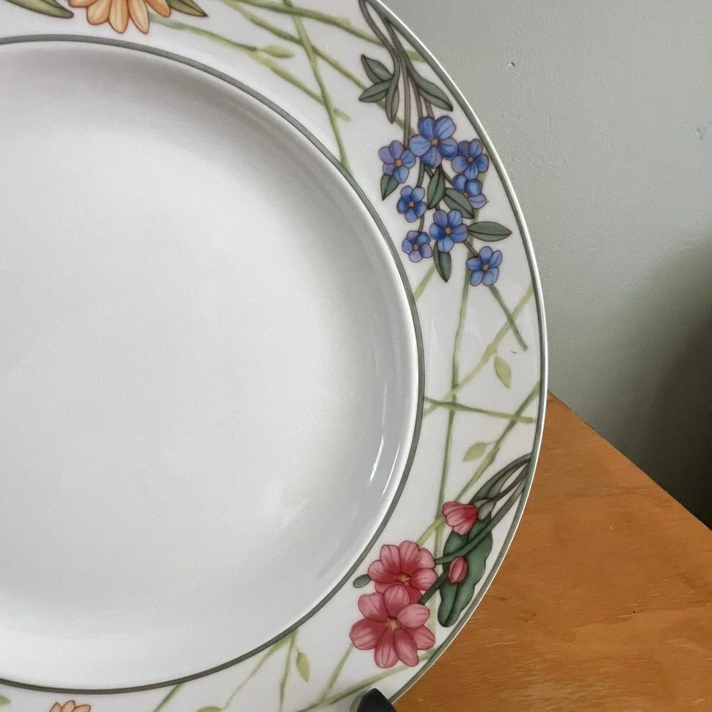 Dansk Cafe Floral Dinner Plate 11 Inch White Porcelain Replacement Plate